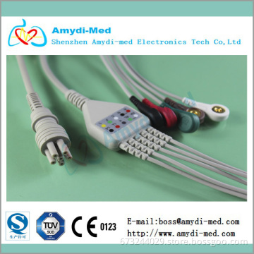 Colin medical ecg cable and leadwires,3 leads,6pin, AHA,with snaps, BP88/BP306